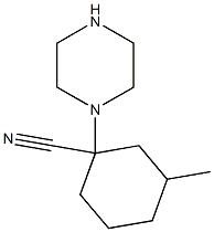 3-methyl-1-(piperazin-1-yl)cyclohexane-1-carbonitrile Structure