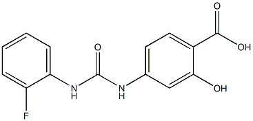 4-({[(2-fluorophenyl)amino]carbonyl}amino)-2-hydroxybenzoic acid 구조식 이미지