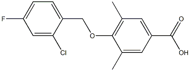 4-[(2-chloro-4-fluorophenyl)methoxy]-3,5-dimethylbenzoic acid 구조식 이미지