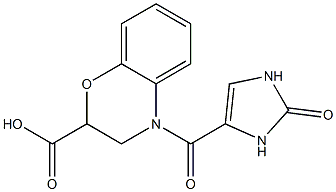 4-[(2-oxo-2,3-dihydro-1H-imidazol-4-yl)carbonyl]-3,4-dihydro-2H-1,4-benzoxazine-2-carboxylic acid 구조식 이미지