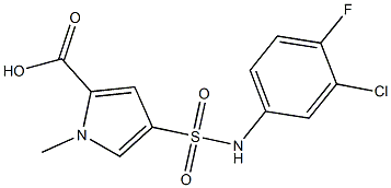 4-[(3-chloro-4-fluorophenyl)sulfamoyl]-1-methyl-1H-pyrrole-2-carboxylic acid 구조식 이미지