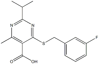 4-[(3-fluorobenzyl)thio]-2-isopropyl-6-methylpyrimidine-5-carboxylic acid Structure