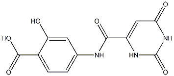 4-{[(2,6-dioxo-1,2,3,6-tetrahydropyrimidin-4-yl)carbonyl]amino}-2-hydroxybenzoic acid 구조식 이미지