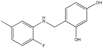 4-{[(2-fluoro-5-methylphenyl)amino]methyl}benzene-1,3-diol 구조식 이미지