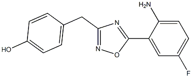 4-{[5-(2-amino-5-fluorophenyl)-1,2,4-oxadiazol-3-yl]methyl}phenol 구조식 이미지