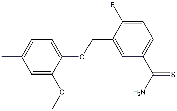 4-fluoro-3-(2-methoxy-4-methylphenoxymethyl)benzene-1-carbothioamide 구조식 이미지