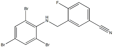 4-fluoro-3-{[(2,4,6-tribromophenyl)amino]methyl}benzonitrile 구조식 이미지