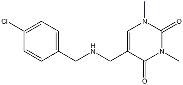 5-({[(4-chlorophenyl)methyl]amino}methyl)-1,3-dimethyl-1,2,3,4-tetrahydropyrimidine-2,4-dione Structure