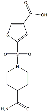 5-[(4-carbamoylpiperidine-1-)sulfonyl]thiophene-3-carboxylic acid Structure