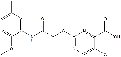 5-chloro-2-({2-[(2-methoxy-5-methylphenyl)amino]-2-oxoethyl}thio)pyrimidine-4-carboxylic acid Structure