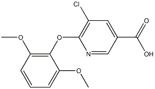 5-chloro-6-(2,6-dimethoxyphenoxy)pyridine-3-carboxylic acid Structure