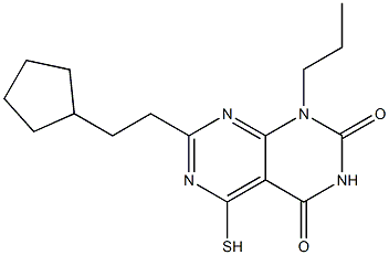 7-(2-cyclopentylethyl)-5-mercapto-1-propylpyrimido[4,5-d]pyrimidine-2,4(1H,3H)-dione 구조식 이미지