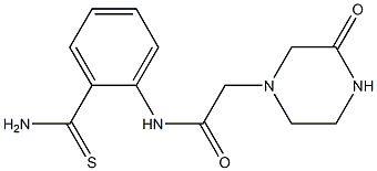 N-[2-(aminocarbonothioyl)phenyl]-2-(3-oxopiperazin-1-yl)acetamide 구조식 이미지