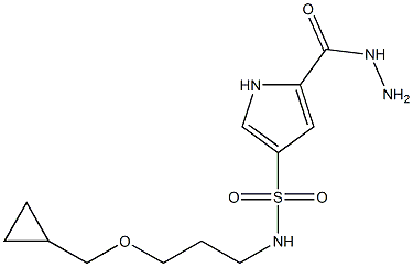 N-[3-(cyclopropylmethoxy)propyl]-5-(hydrazinocarbonyl)-1H-pyrrole-3-sulfonamide 구조식 이미지