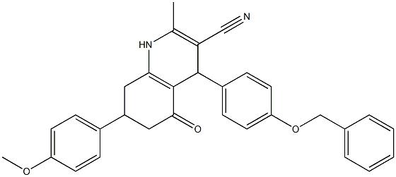 4-[4-(benzyloxy)phenyl]-7-(4-methoxyphenyl)-2-methyl-5-oxo-1,4,5,6,7,8-hexahydro-3-quinolinecarbonitrile 구조식 이미지