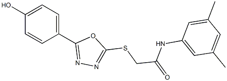 N-(3,5-dimethylphenyl)-2-{[5-(4-hydroxyphenyl)-1,3,4-oxadiazol-2-yl]sulfanyl}acetamide 구조식 이미지