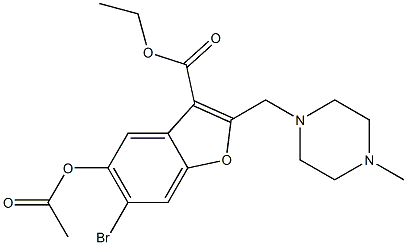 ethyl 5-(acetyloxy)-6-bromo-2-[(4-methyl-1-piperazinyl)methyl]-1-benzofuran-3-carboxylate 구조식 이미지