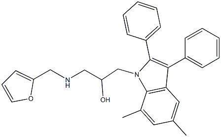 1-(5,7-dimethyl-2,3-diphenyl-1H-indol-1-yl)-3-[(2-furylmethyl)amino]-2-propanol 구조식 이미지