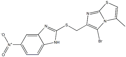 2-{[(5-bromo-3-methylimidazo[2,1-b][1,3]thiazol-6-yl)methyl]sulfanyl}-5-nitro-1H-benzimidazole 구조식 이미지