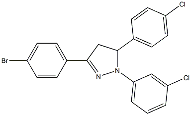 3-(4-bromophenyl)-1-(3-chlorophenyl)-5-(4-chlorophenyl)-4,5-dihydro-1H-pyrazole 구조식 이미지