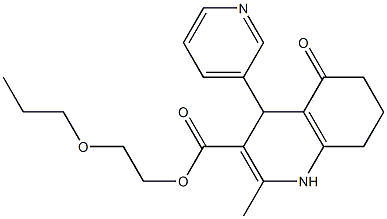 2-propoxyethyl 2-methyl-5-oxo-4-(3-pyridinyl)-1,4,5,6,7,8-hexahydro-3-quinolinecarboxylate Structure