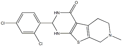 2-(2,4-dichlorophenyl)-7-methyl-2,3,5,6,7,8-hexahydropyrido[4',3':4,5]thieno[2,3-d]pyrimidin-4(1H)-one 구조식 이미지
