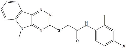 N-(4-bromo-2-methylphenyl)-2-[(5-methyl-5H-[1,2,4]triazino[5,6-b]indol-3-yl)sulfanyl]acetamide 구조식 이미지