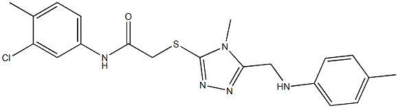 N-(3-chloro-4-methylphenyl)-2-[(4-methyl-5-{[(4-methylphenyl)amino]methyl}-4H-1,2,4-triazol-3-yl)sulfanyl]acetamide 구조식 이미지