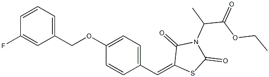 ethyl 2-(5-{4-[(3-fluorobenzyl)oxy]benzylidene}-2,4-dioxo-1,3-thiazolidin-3-yl)propanoate Structure