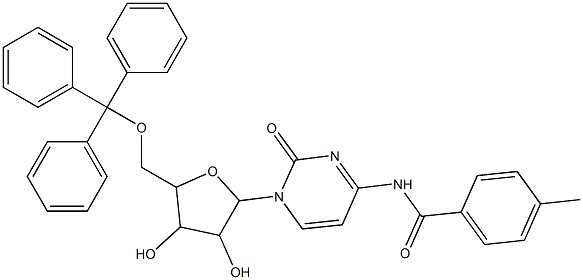 N-(1-{3,4-dihydroxy-5-[(trityloxy)methyl]tetrahydro-2-furanyl}-2-oxo-1,2-dihydro-4-pyrimidinyl)-4-methylbenzamide 구조식 이미지