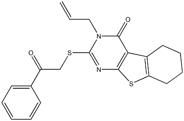 3-allyl-2-[(2-oxo-2-phenylethyl)sulfanyl]-5,6,7,8-tetrahydro[1]benzothieno[2,3-d]pyrimidin-4(3H)-one 구조식 이미지