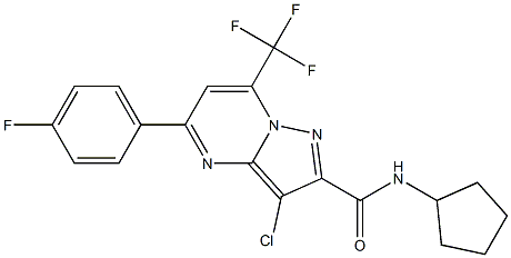3-chloro-N-cyclopentyl-5-(4-fluorophenyl)-7-(trifluoromethyl)pyrazolo[1,5-a]pyrimidine-2-carboxamide Structure