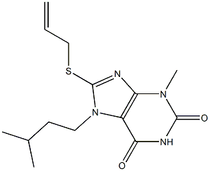 8-(allylsulfanyl)-7-isopentyl-3-methyl-3,7-dihydro-1H-purine-2,6-dione 구조식 이미지