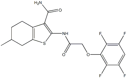 6-methyl-2-{[(2,3,5,6-tetrafluorophenoxy)acetyl]amino}-4,5,6,7-tetrahydro-1-benzothiophene-3-carboxamide Structure