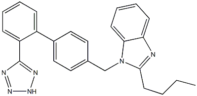 2-butyl-1-{[2'-(2H-tetraazol-5-yl)[1,1'-biphenyl]-4-yl]methyl}-1H-benzimidazole 구조식 이미지