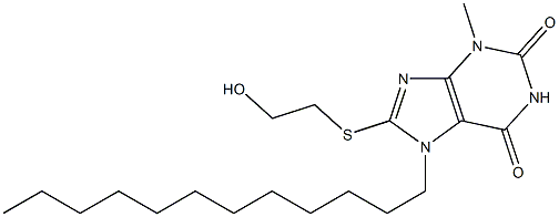 7-dodecyl-8-[(2-hydroxyethyl)sulfanyl]-3-methyl-3,7-dihydro-1H-purine-2,6-dione 구조식 이미지