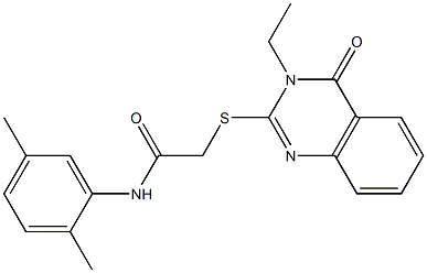 N-(2,5-dimethylphenyl)-2-[(3-ethyl-4-oxo-3,4-dihydro-2-quinazolinyl)sulfanyl]acetamide 구조식 이미지