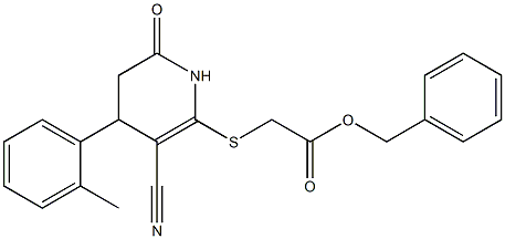 benzyl {[3-cyano-4-(2-methylphenyl)-6-oxo-1,4,5,6-tetrahydro-2-pyridinyl]sulfanyl}acetate Structure
