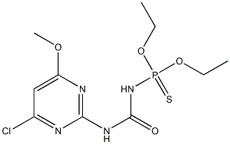 O,O-diethyl [(4-chloro-6-methoxy-2-pyrimidinyl)amino]carbonylamidothiophosphate 구조식 이미지