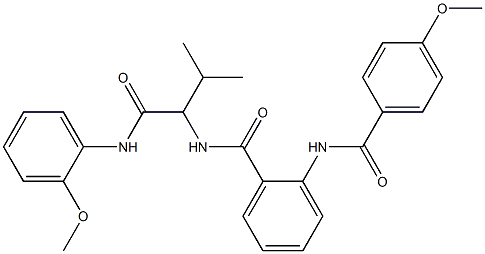 N-{1-[(2-methoxyanilino)carbonyl]-2-methylpropyl}-2-[(4-methoxybenzoyl)amino]benzamide 구조식 이미지