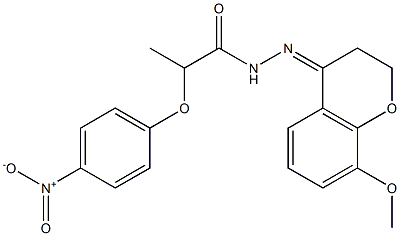 2-{4-nitrophenoxy}-N'-(8-methoxy-2,3-dihydro-4H-chromen-4-ylidene)propanohydrazide 구조식 이미지