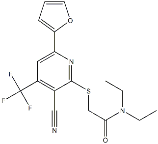 2-{[3-cyano-6-(2-furyl)-4-(trifluoromethyl)pyridin-2-yl]sulfanyl}-N,N-diethylacetamide 구조식 이미지