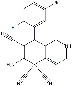 6-amino-8-(5-bromo-2-fluorophenyl)-2,3,8,8a-tetrahydro-5,5,7(1H)-isoquinolinetricarbonitrile 구조식 이미지