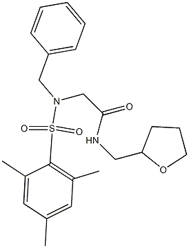 2-[benzyl(mesitylsulfonyl)amino]-N-(tetrahydro-2-furanylmethyl)acetamide Structure