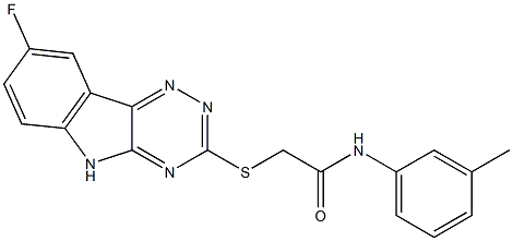 2-[(8-fluoro-5H-[1,2,4]triazino[5,6-b]indol-3-yl)sulfanyl]-N-(3-methylphenyl)acetamide 구조식 이미지