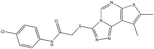 N-(4-chlorophenyl)-2-[(8,9-dimethylthieno[3,2-e][1,2,4]triazolo[4,3-c]pyrimidin-3-yl)sulfanyl]acetamide Structure