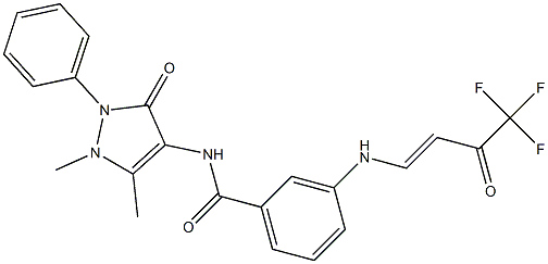 N-(1,5-dimethyl-3-oxo-2-phenyl-2,3-dihydro-1H-pyrazol-4-yl)-3-[(4,4,4-trifluoro-3-oxo-1-butenyl)amino]benzamide 구조식 이미지