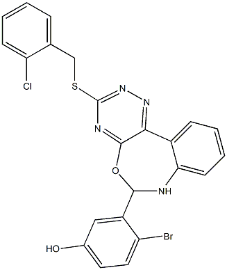 4-bromo-3-{3-[(2-chlorobenzyl)sulfanyl]-6,7-dihydro[1,2,4]triazino[5,6-d][3,1]benzoxazepin-6-yl}phenol Structure