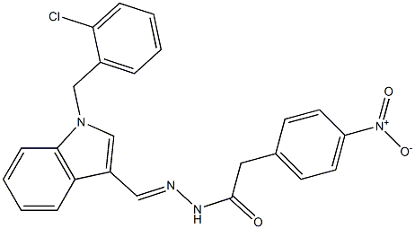 N'-{[1-(2-chlorobenzyl)-1H-indol-3-yl]methylene}-2-{4-nitrophenyl}acetohydrazide 구조식 이미지