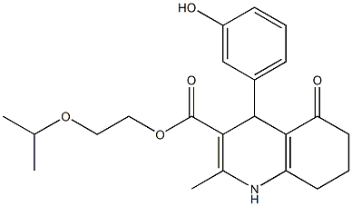 2-isopropoxyethyl 4-(3-hydroxyphenyl)-2-methyl-5-oxo-1,4,5,6,7,8-hexahydro-3-quinolinecarboxylate Structure